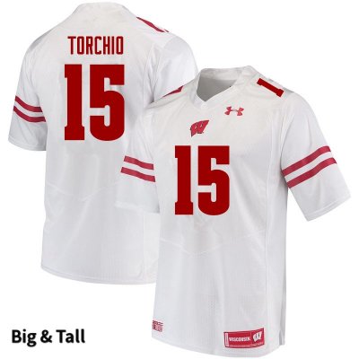Men's Wisconsin Badgers NCAA #15 John Torchio White Authentic Under Armour Big & Tall Stitched College Football Jersey VH31B36PZ